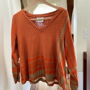 Cecilie Copenhagen orange/beige cotton tunic / one size (fits like a medium)